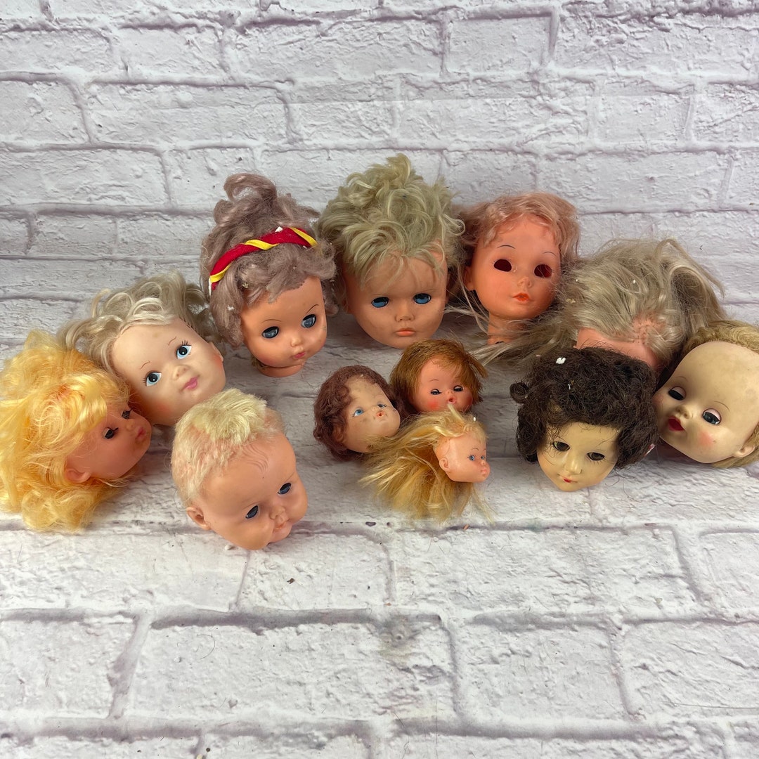 Lot of TWELVE Vintage Doll Heads Great for Repairs or Repurposing Creepy Doll Heads Etsy