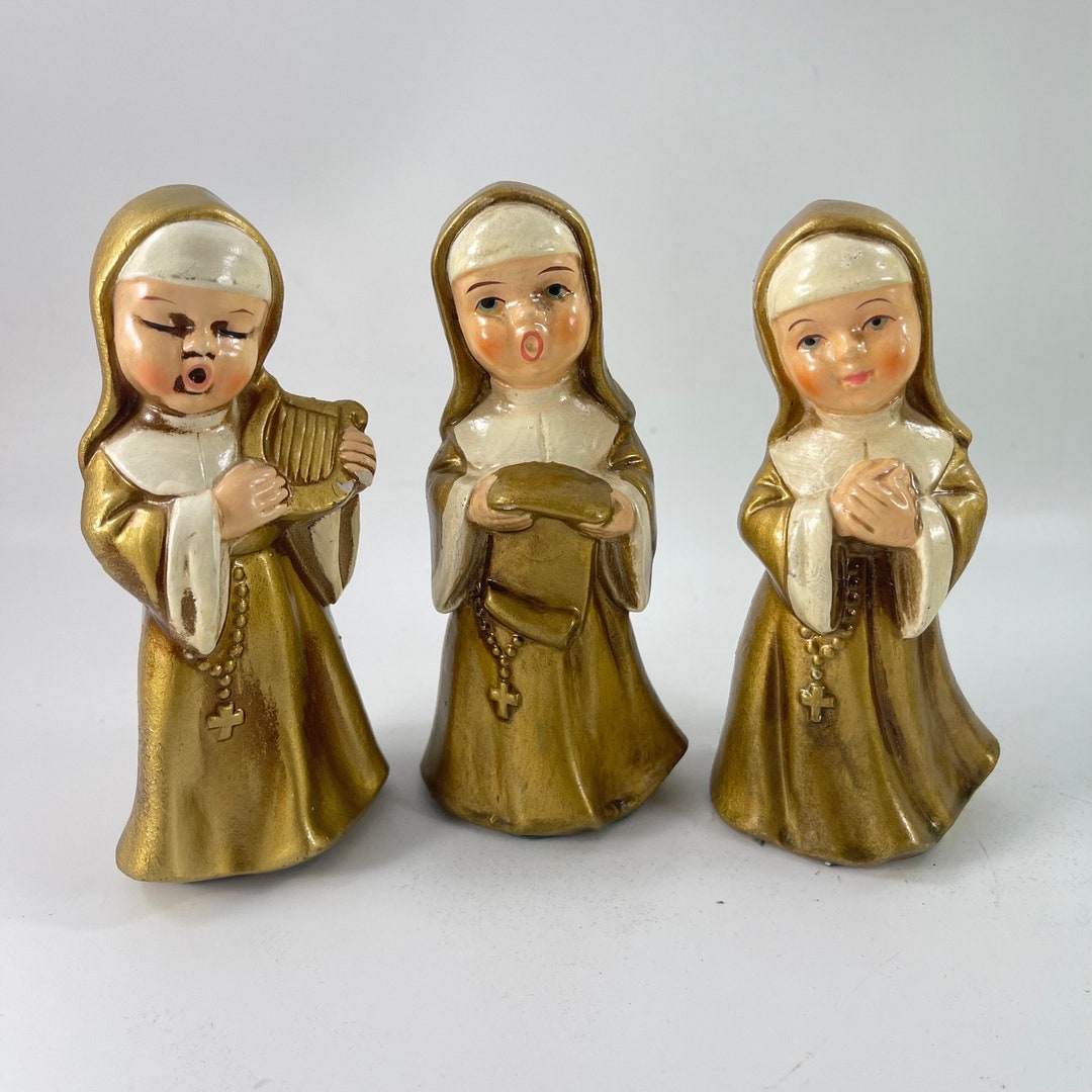 Trio of Vintage Nun Figurines by Ardco Etsy