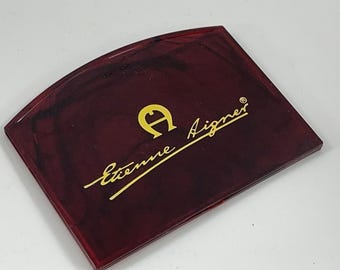 ETIENNE AIGNER バーガンディ トータスシェル ハンドバッグ ハンドミラー プラスチックケース入り ヴィンテージ 新品