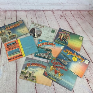 Lot von 8 Antique / Vintage Era Souvenir Postkartenhefte von Continental Divide, Myrtle Beach und Florida