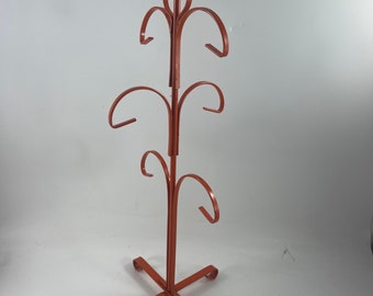 Vintage Retro Orange Rust 1970's Metal Coffee Cup Rack Mug Tree