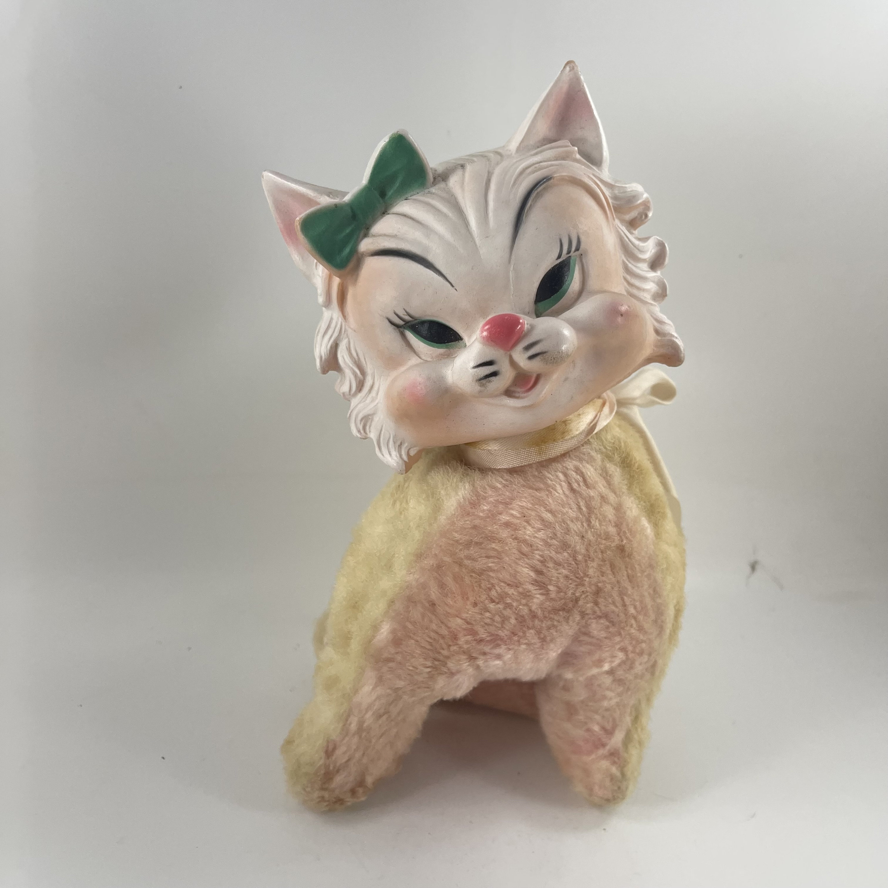 Vintage Rushton My Toy Plush Kitty Cat Doll Rubber Head Face