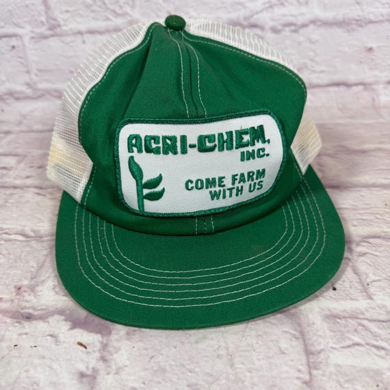 Vintage Trucker Hat AGRI-CHEM Inc Come Farm With Us Snapback Mesh Cap