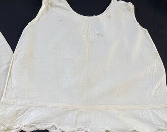 Antieke Vintage Gebroken Witte Katoenen Kinder mouwloze jurk met hand gehaakte trim Kleding Meisjeskleding Pyjamas & Badjassen Pyjama Nachthemden en tops 