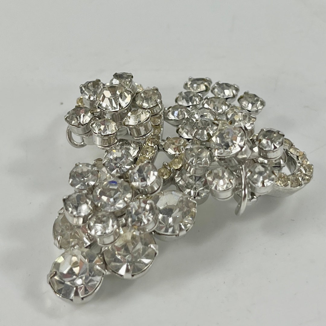 Vintage Ladies’ Rhinestones & Silver Tone Brooch or Lapel Pin - Etsy
