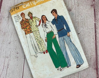 Vintage Simplicity #5711 Pattern for Misses Size 14 Pullover Shirt and Wide Leg Pants