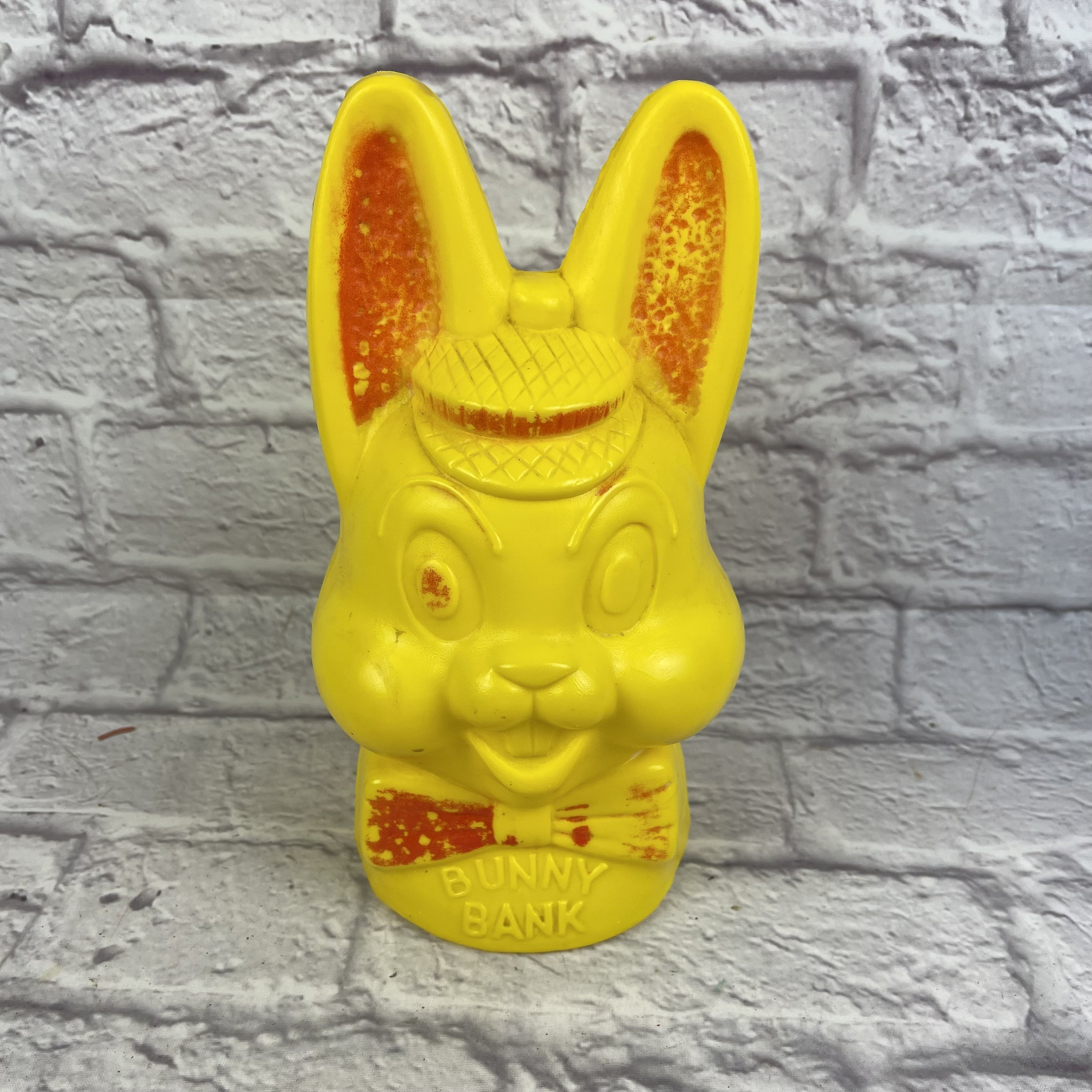 Vintage 1960's Era Yellow Plastic Bunny Rabbit Bank Easter Bunny