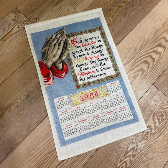 ヴィンテージ 1984 セレニティ 祈りのカレンダー タオル - Etsy 日本
