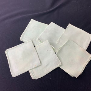 Set of 6 Vintage Celery Green Floral Damask Napkins