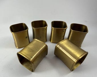 Set van 6 vintage servetringen van geborsteld messing