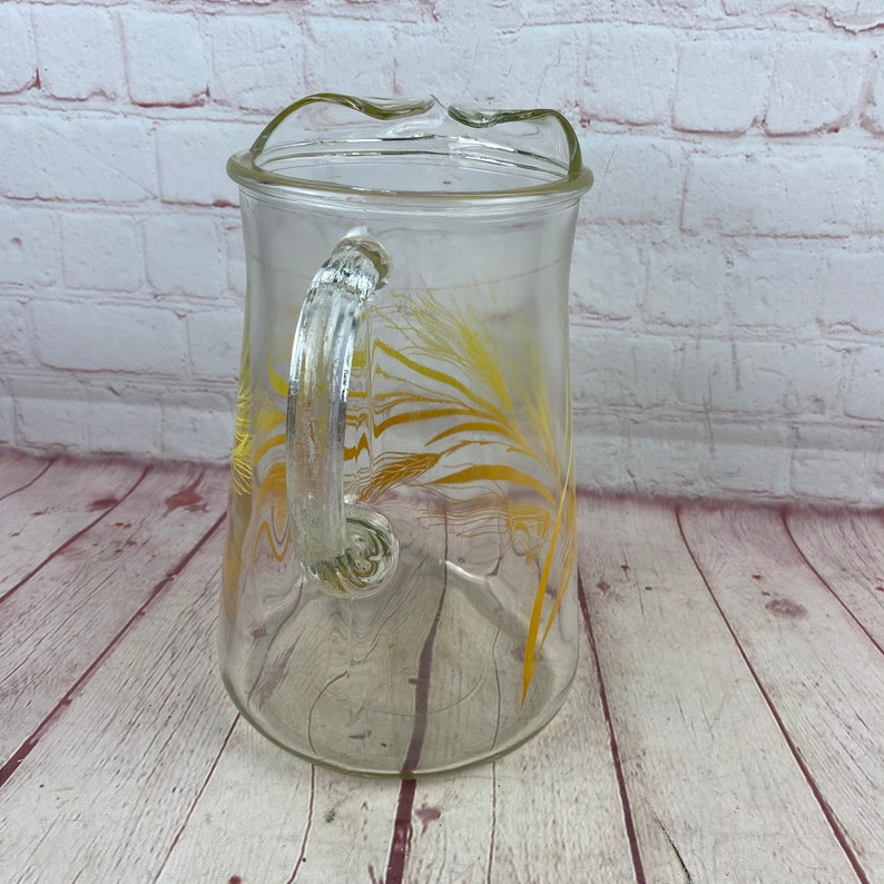 Vintage Homer Laughlin Golden Wheat Design Large Glass Pitcher