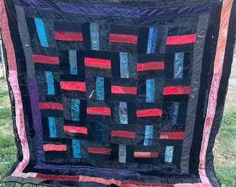 VIntage Hand Quilted Velvet Cutter Quilt