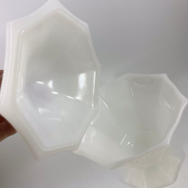 Vintage White Milk Glass Grape Pattern Candy Dish with Lid Etsy