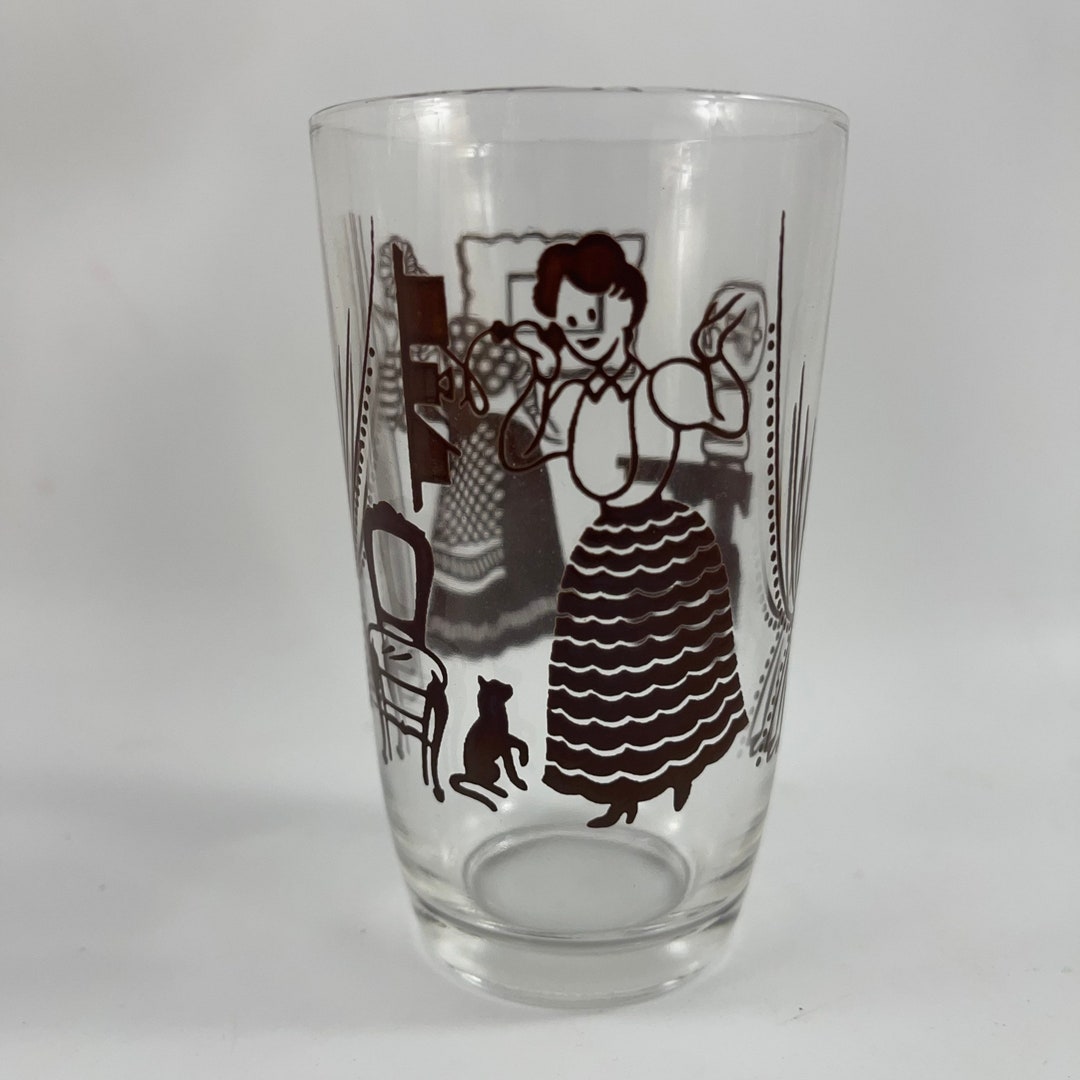Vintage SWANKY SWIG 1950's Era Juice Glass With Brown Whimsical Women ...