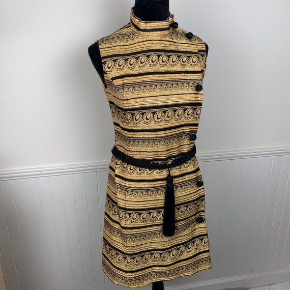 Vintage 1960’s Era Misses’ Black & Gold Metallic M