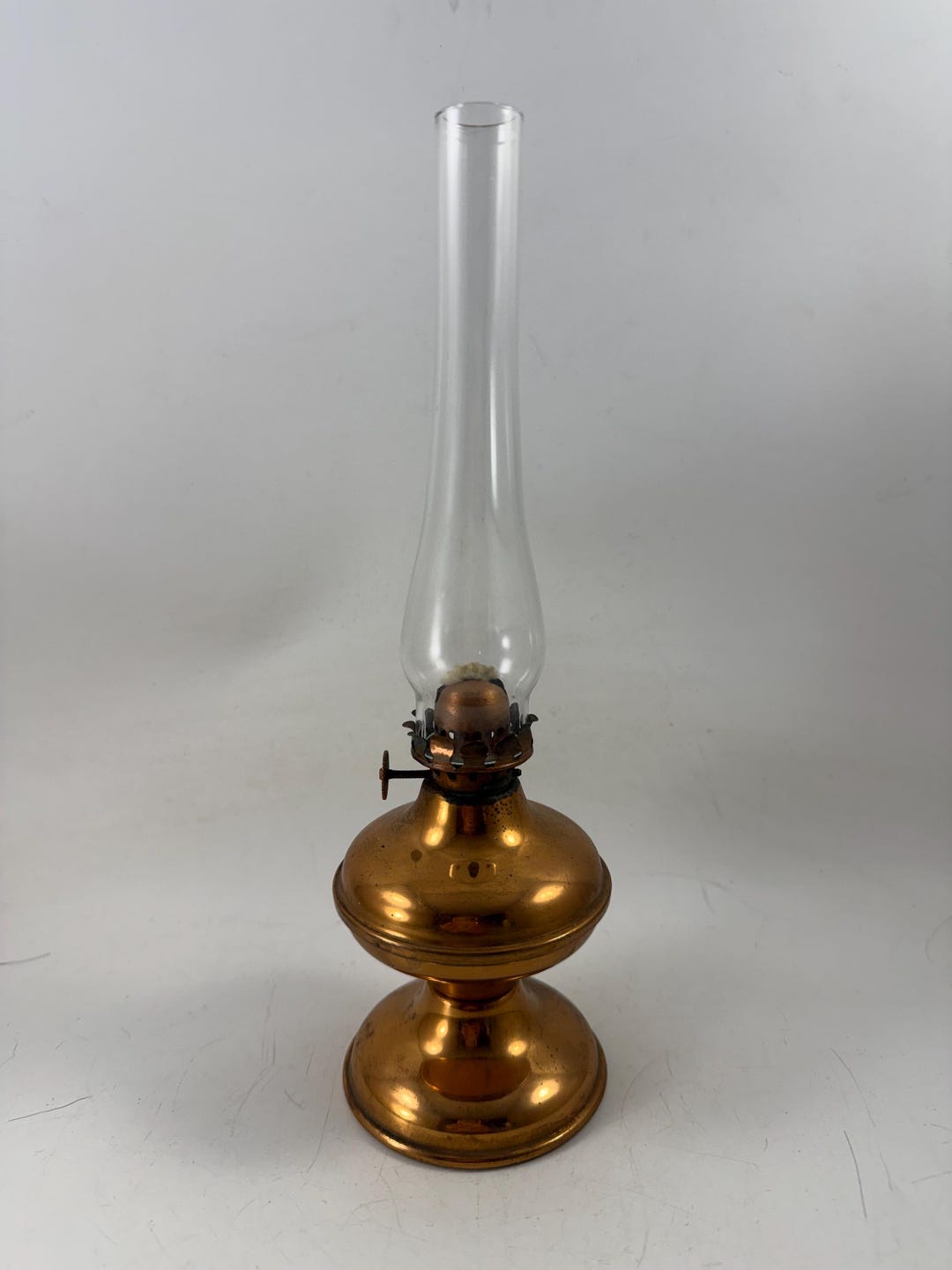 Vintage Copper Miniature Oil Lamp With Tall Chimney - Etsy