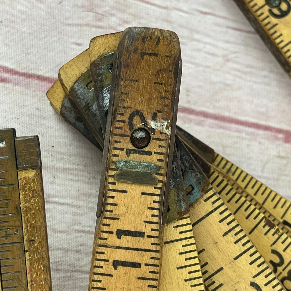 Vintage Lufkin Old Wood Folding Tape Measure Extension Ruler Etsy