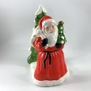 Guardanapo ou porta-cartões Fitz and Floyd Papai Noel e árvore de Natal vintage de 1986