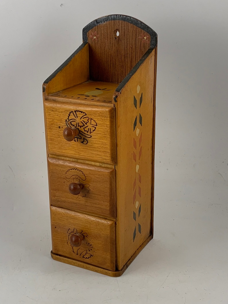 Vintage Relco Japan Hand Stenciled Small Wooden Box Chest With Etsy
