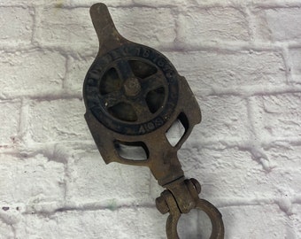 Antique 1879 Cast Iron and Wood Ney Mfg Co. Pulley