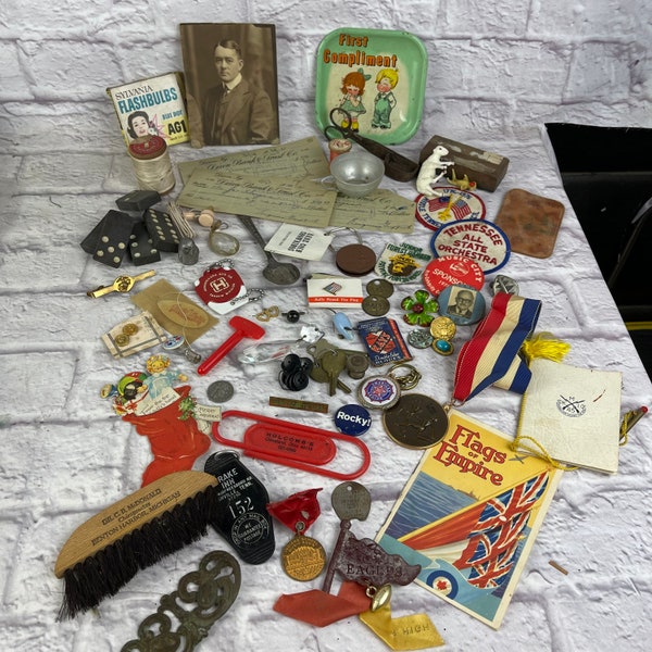 Lot of Assorted Vintage Items JUNK DRAWER Junk Lot, Crafting and Repurposing