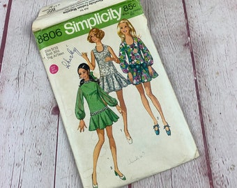 Vintage Simplicity #8806 Pattern for Teen/Misses Size 9/10 Mini Dress