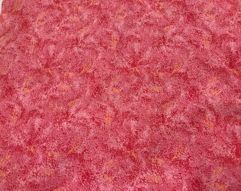 Vintage Remnant Piece of Coral Abstract Print Coral Cotton Fabric from General Fabrics Company