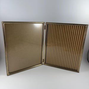 Vintage Double Hinged Bifold Goldtone Metal 8 x 10 Picture Frames