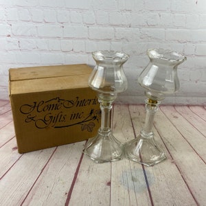 Pair of Vintage New In Box Homco Home Interiors Clear Glass Votive Cup Candleholders