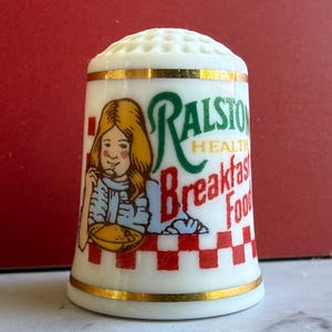 Vintage Advertising RALSTON'S PURINA CEREAL Fine Porcelain Collectors Thimble