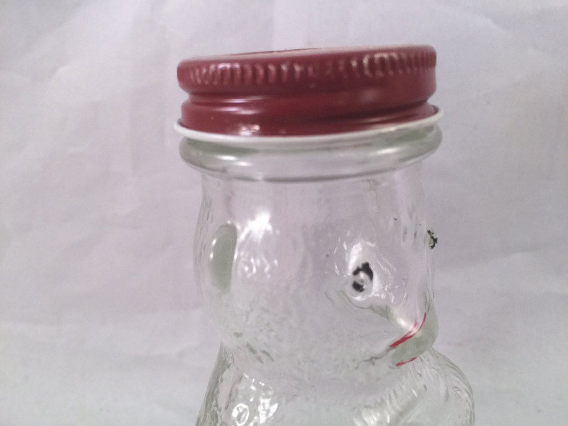 Vintage Clear Glass Honey Bear Jar Made Into a Coin Bank Etsy