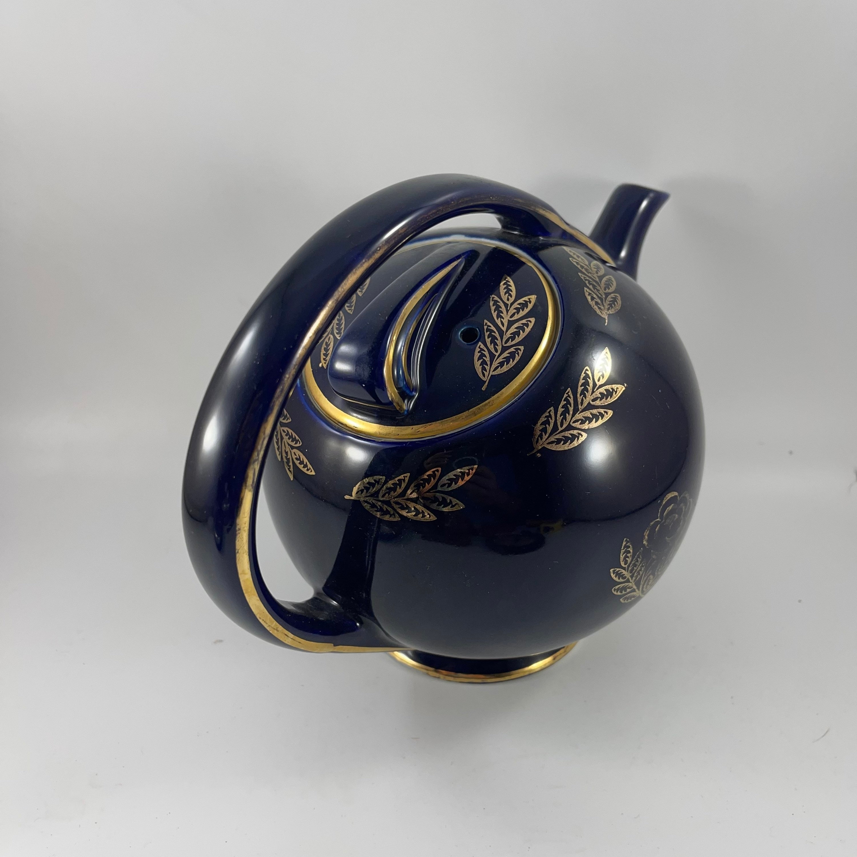 Vintage Cobalt Blue HALL Airflow Teapot With Gold Trim Etsy