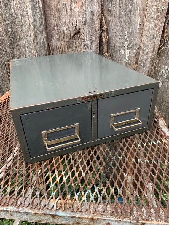 Vintage Steelmaster Card Cabinet Small Two Drawer File Cabinet Etsy
