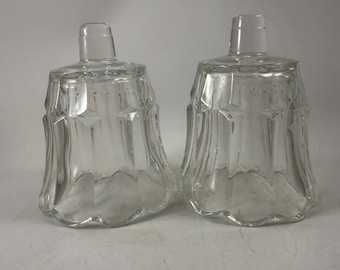 Pair of Vintage Clear Glass Fluted Design Home Interior Pegged Votive Cups Candleholders