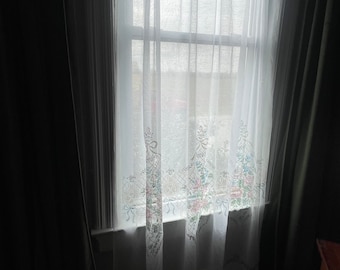 Vintage Floral Semi Sheer Curtain Panel  ONE PANEL