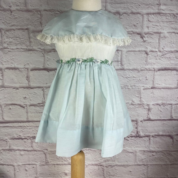 Vintage Nannette Little Girl Toddler Baby Blue Dress