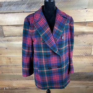 Prachtige vintage PENDLETON WOOL geruite jas damesmaat 14