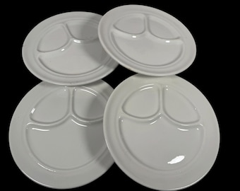 4 platos llanos divididos de porcelana Buffalo, estilo vintage para restaurante.