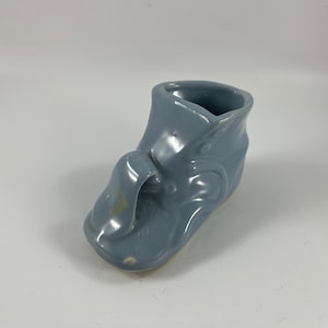 Vintage Blue McCoy Pottery Baby Shoe Bootie Nursery Planter