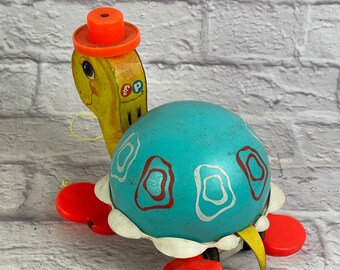 Vintage 1962 Fisher Price Tiptoe Turtle Pull Toy - Etsy