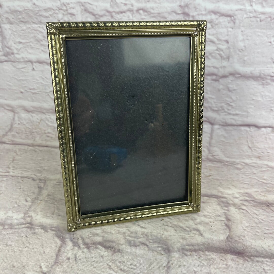 Vintage Goldtone Metal 5 X 7 Picture Frame Velvet Backing and Stand Etsy