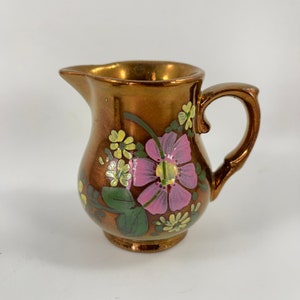 Vintage Copper Lustre Lustreware Hand Painted Small Pitcher Made in England