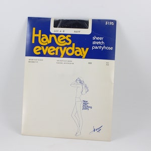 One Pair of Vintage New in Package Size A-B Hanes Everyday Sheer Stretch Navy Pantyhose