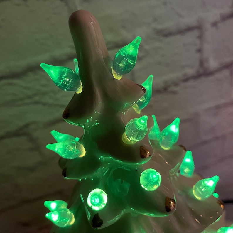 Vintage White Ceramic Christmas Tree Electric Light With Etsy