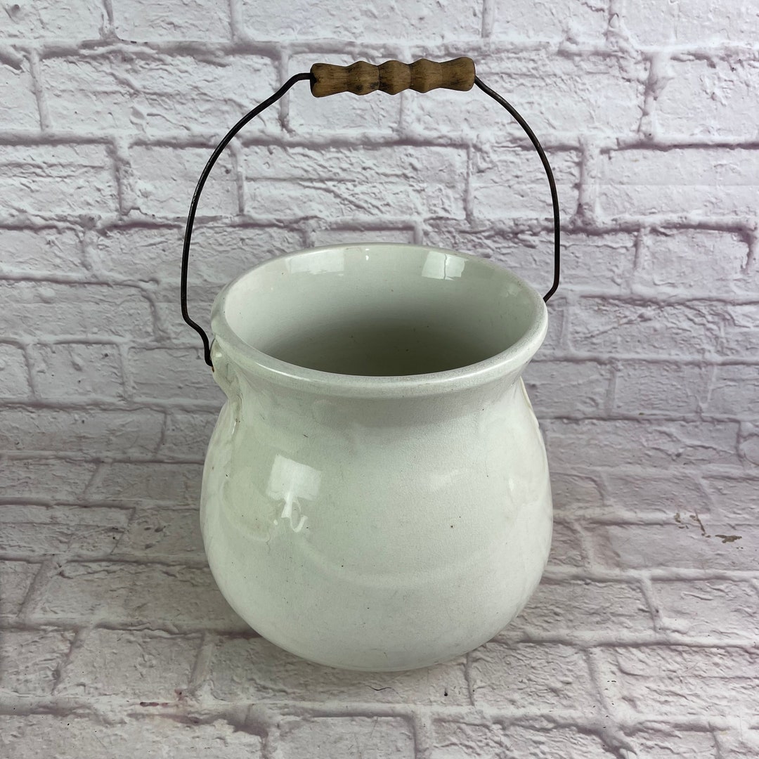Antique Ironstone Chamber Pot Slop Jar Bail Handle Etsy