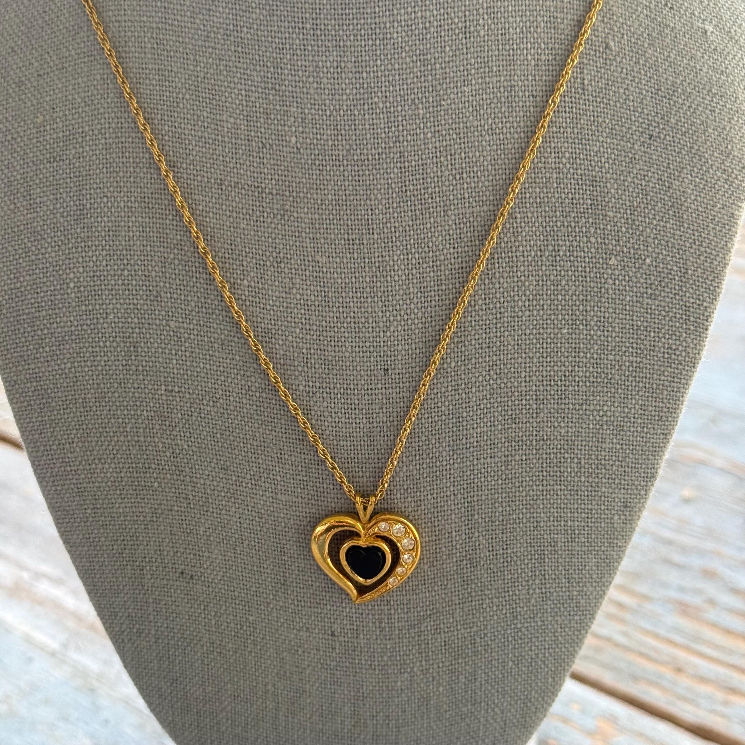 ◆VINTAGE HOLLYWOOD◆ Gemstone Heart Necklace VH2435NE006M Heart Stone Necklace-semi Precious-dainty Necklace