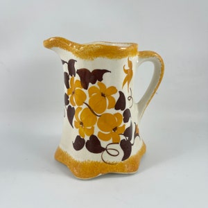 Vintage Hand Painted Dark Yellow Floral Flowers Cash Family Creamer Cream Pitcher Erwin Tennessee
