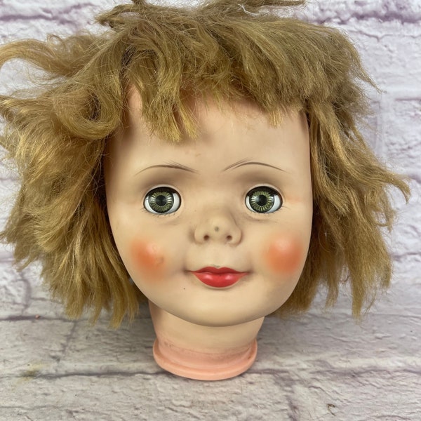 Vintage Large Creepy Doll Head Brown Hair Sleepy Eyes Patty Playpal Penny Playpal IDEAL