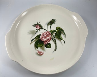 Vintage Pink Roses Round Platter