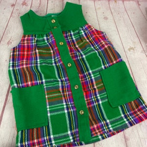 Vintage Girls&#39; Size 5 JCPenney Carol Evans Penn Prest Acrylic Colorful Plaid Dress